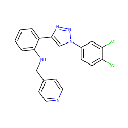 Clc1ccc(-n2cc(-c3ccccc3NCc3ccncc3)nn2)cc1Cl ZINC000040951637