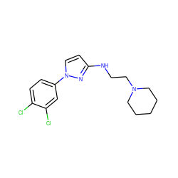 Clc1ccc(-n2ccc(NCCN3CCCCC3)n2)cc1Cl ZINC000095556995