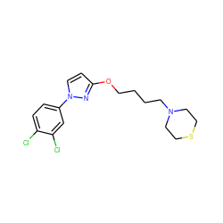 Clc1ccc(-n2ccc(OCCCCN3CCSCC3)n2)cc1Cl ZINC000095555647