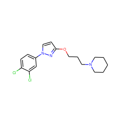 Clc1ccc(-n2ccc(OCCCN3CCCCC3)n2)cc1Cl ZINC000095554461