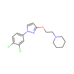 Clc1ccc(-n2ccc(OCCN3CCCCC3)n2)cc1Cl ZINC000038214407