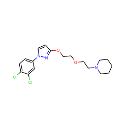 Clc1ccc(-n2ccc(OCCOCCN3CCCCC3)n2)cc1Cl ZINC000095555835