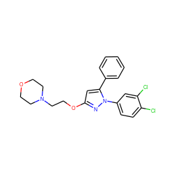 Clc1ccc(-n2nc(OCCN3CCOCC3)cc2-c2ccccc2)cc1Cl ZINC000035919510