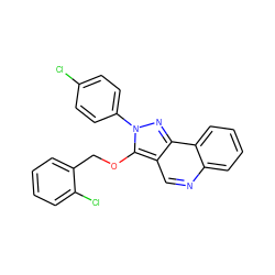 Clc1ccc(-n2nc3c(cnc4ccccc43)c2OCc2ccccc2Cl)cc1 ZINC000066066128