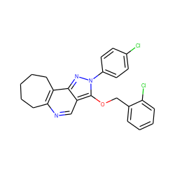 Clc1ccc(-n2nc3c4c(ncc3c2OCc2ccccc2Cl)CCCCC4)cc1 ZINC000066075964