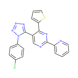 Clc1ccc(-n2nnnc2-c2cnc(-c3ccccn3)nc2-c2cccs2)cc1 ZINC000002389207