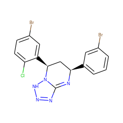 Clc1ccc(Br)cc1[C@H]1C[C@@H](c2cccc(Br)c2)N=C2N=NNN21 ZINC000213614602