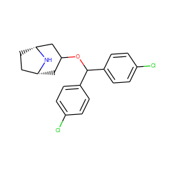 Clc1ccc(C(OC2C[C@@H]3CC[C@H](C2)N3)c2ccc(Cl)cc2)cc1 ZINC000013861982