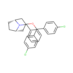 Clc1ccc(C(OC2C[C@@H]3CC[C@H](C2)N3Cc2ccccc2)c2ccc(Cl)cc2)cc1 ZINC000013861984