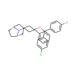 Clc1ccc(C(OCCC2C[C@@H]3CC[C@H](C2)N3CCCc2ccccc2)c2ccc(Cl)cc2)cc1 ZINC000013487737