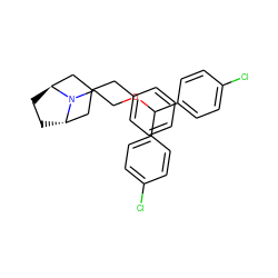 Clc1ccc(C(OCCN2[C@H]3CC[C@H]2CC(Cc2ccccc2)C3)c2ccc(Cl)cc2)cc1 ZINC000100919144