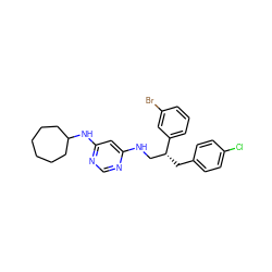 Clc1ccc(C[C@H](CNc2cc(NC3CCCCCC3)ncn2)c2cccc(Br)c2)cc1 ZINC000043020957