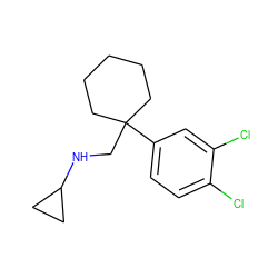 Clc1ccc(C2(CNC3CC3)CCCCC2)cc1Cl ZINC000066136520