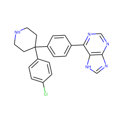 Clc1ccc(C2(c3ccc(-c4ncnc5nc[nH]c45)cc3)CCNCC2)cc1 ZINC000014961053