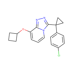 Clc1ccc(C2(c3nnc4c(OC5CCC5)cccn34)CC2)cc1 ZINC000299835861