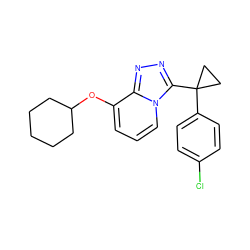 Clc1ccc(C2(c3nnc4c(OC5CCCCC5)cccn34)CC2)cc1 ZINC000299834958