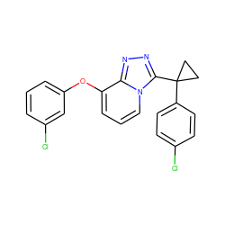 Clc1ccc(C2(c3nnc4c(Oc5cccc(Cl)c5)cccn34)CC2)cc1 ZINC000201106988