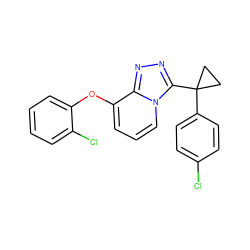 Clc1ccc(C2(c3nnc4c(Oc5ccccc5Cl)cccn34)CC2)cc1 ZINC000201098313