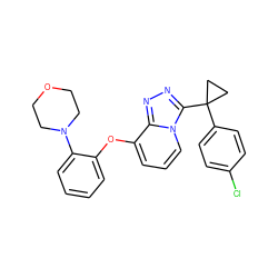 Clc1ccc(C2(c3nnc4c(Oc5ccccc5N5CCOCC5)cccn34)CC2)cc1 ZINC000201104586