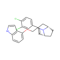 Clc1ccc(C2=C[C@H]3CC[C@@H](C2)N3CCOc2cccc3[nH]ccc23)cc1Cl ZINC000028372461