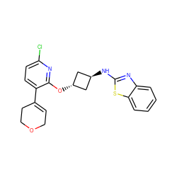 Clc1ccc(C2=CCOCC2)c(O[C@H]2C[C@H](Nc3nc4ccccc4s3)C2)n1 ZINC000146109665