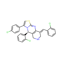 Clc1ccc(C2=CSC3=NC4=C(CNC/C4=C\c4ccccc4Cl)[C@@H](c4ccccc4Cl)N23)cc1 ZINC000103230139