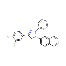 Clc1ccc(C2=NN(c3ccccc3)[C@H](c3ccc4ccccc4c3)C2)cc1Cl ZINC000095582199