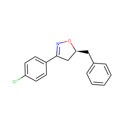 Clc1ccc(C2=NO[C@@H](Cc3ccccc3)C2)cc1 ZINC000095585051