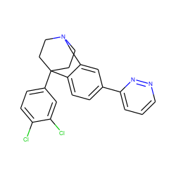 Clc1ccc(C23CCN(CC2)Cc2cc(-c4cccnn4)ccc23)cc1Cl ZINC000146957222