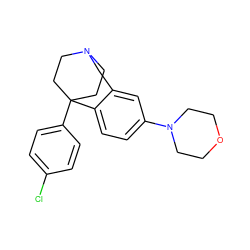 Clc1ccc(C23CCN(CC2)Cc2cc(N4CCOCC4)ccc23)cc1 ZINC000114350275