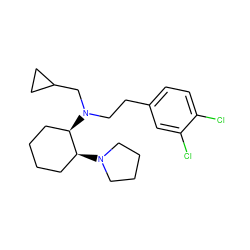 Clc1ccc(CCN(CC2CC2)[C@@H]2CCCC[C@@H]2N2CCCC2)cc1Cl ZINC000038349235