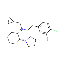 Clc1ccc(CCN(CC2CC2)[C@H]2CCCC[C@H]2N2CCCC2)cc1Cl ZINC000038349232