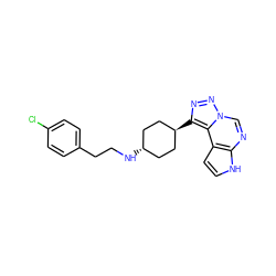 Clc1ccc(CCN[C@H]2CC[C@H](c3nnn4cnc5[nH]ccc5c34)CC2)cc1 ZINC001772643731