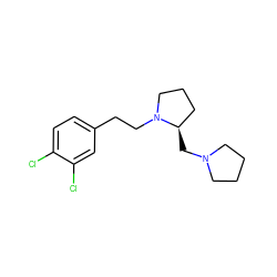 Clc1ccc(CCN2CCC[C@H]2CN2CCCC2)cc1Cl ZINC000022935736