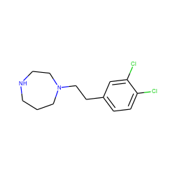 Clc1ccc(CCN2CCCNCC2)cc1Cl ZINC000022940708