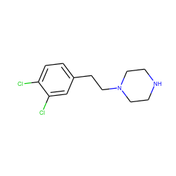 Clc1ccc(CCN2CCNCC2)cc1Cl ZINC000022940693