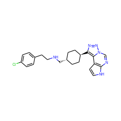 Clc1ccc(CCNC[C@H]2CC[C@H](c3nnn4cnc5[nH]ccc5c34)CC2)cc1 ZINC001772638901