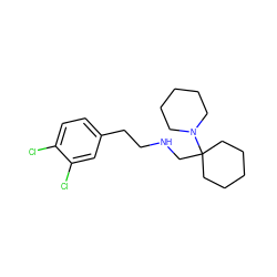 Clc1ccc(CCNCC2(N3CCCCC3)CCCCC2)cc1Cl ZINC000038349230