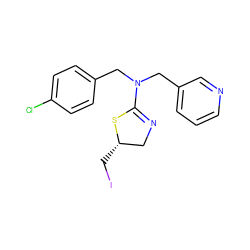 Clc1ccc(CN(Cc2cccnc2)C2=NC[C@H](CI)S2)cc1 ZINC000082052504