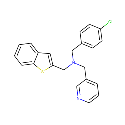 Clc1ccc(CN(Cc2cccnc2)Cc2cc3ccccc3s2)cc1 ZINC000096270197