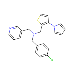 Clc1ccc(CN(Cc2cccnc2)Cc2sccc2-n2cccc2)cc1 ZINC000096270196