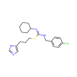 Clc1ccc(CN/C(=N/C2CCCCC2)SCCCc2cnc[nH]2)cc1 ZINC000001550470