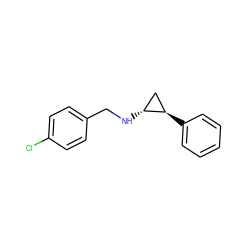 Clc1ccc(CN[C@@H]2C[C@H]2c2ccccc2)cc1 ZINC000044423937