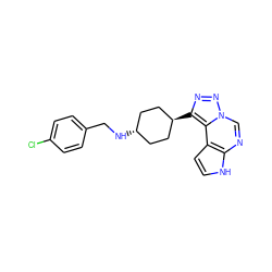 Clc1ccc(CN[C@H]2CC[C@H](c3nnn4cnc5[nH]ccc5c34)CC2)cc1 ZINC001772639334