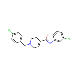 Clc1ccc(CN2CC=C(c3nc4cc(Cl)ccc4o3)CC2)cc1 ZINC000026285209