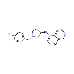 Clc1ccc(CN2CC[C@@H](Nc3cccc4cnccc34)C2)cc1 ZINC000028642441