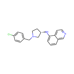 Clc1ccc(CN2CC[C@H](Nc3cccc4cnccc34)C2)cc1 ZINC000028642443