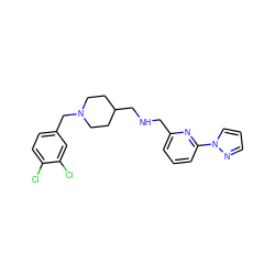 Clc1ccc(CN2CCC(CNCc3cccc(-n4cccn4)n3)CC2)cc1Cl ZINC000013782320