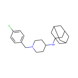 Clc1ccc(CN2CCC(NC34CC5CC(CC(C5)C3)C4)CC2)cc1 ZINC000040394948