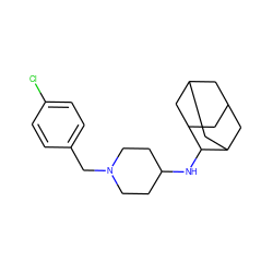 Clc1ccc(CN2CCC(NC3C4CC5CC(C4)CC3C5)CC2)cc1 ZINC000040894589